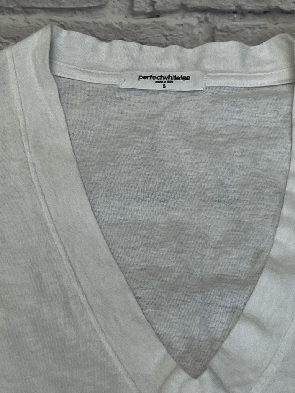 Perfectwhitetee Alanis White V-Neck Short Sleeve cotton Top made in USA t-shirt - Picture 3 of 8